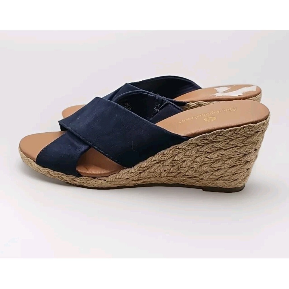 Tommy Bahama Sz 8 Stacey Blue Coastal Wedge Slide Open toe Espadrille Sandal 147
